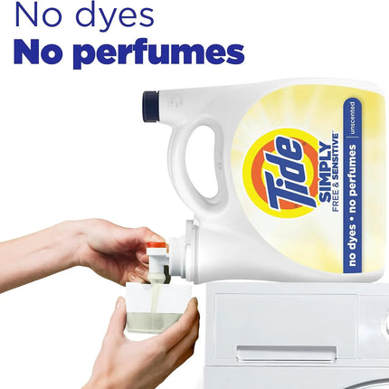 Lessive Liquide Tide Sensitive – Sans Parfum ni Colorant – 3,3 L (117 oz), 89 Lavages | Hypoallergénique, Douce pour la Peau, Efficace à l’Eau Froide, Compatible HE