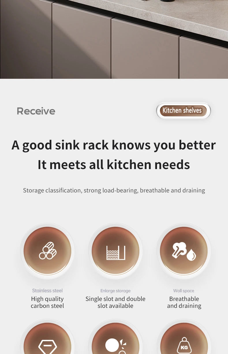 Kitchen Sink Dishwashing Double Layers Tablewares Storage Shelf Multi-functional Dish Drainer Countertop Organizer Accessories