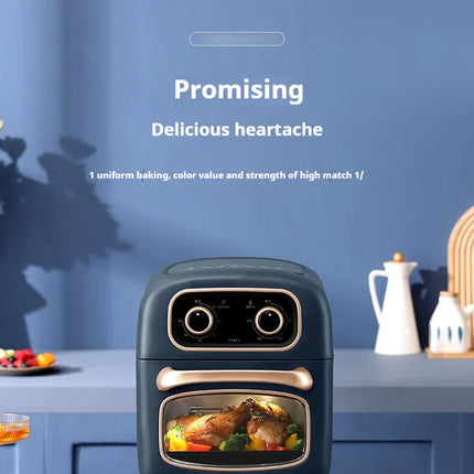 Visual Air Fryer Oven, 1500W Oil-Free Electric Cooker with Non-Stick Basket & Independent Knobs, Even Heating for Roast【7L】