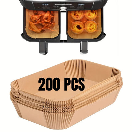 Papier sulfurisé jetable pour friteuse à air chaud, résistant à l'huile et à l'eau, format rond, carré et rectangle, pour la cuisine et les fêtes.