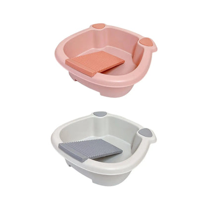 Washing Clothes Bucket Hand Wash Board Washboard Basin Wash Tub with Washboard for Hand Wash Clothes Underwear Blouses Home - E-menage