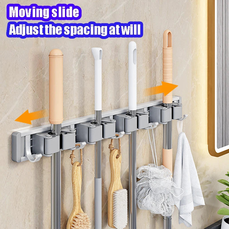 Broom Holder Wall Mounted Mop and Broom Hanger Holder Garage Storage Rack for Home, kitchen, Garden, Tools, Garage