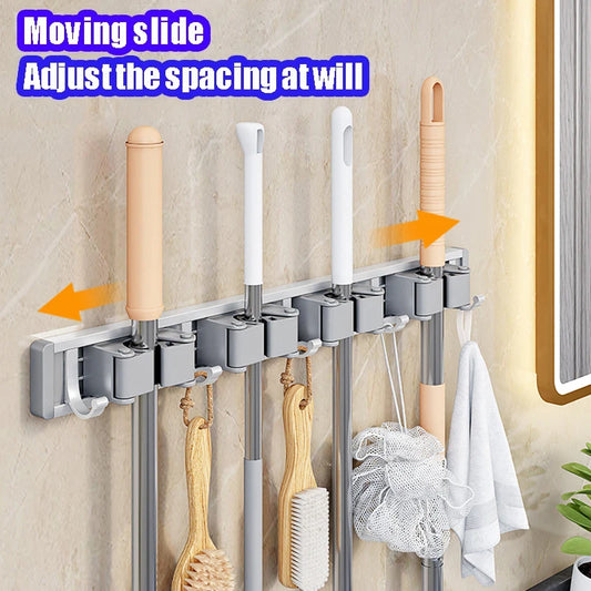Broom Holder Wall Mounted Mop and Broom Hanger Holder Garage Storage Rack for Home, kitchen, Garden, Tools, Garage