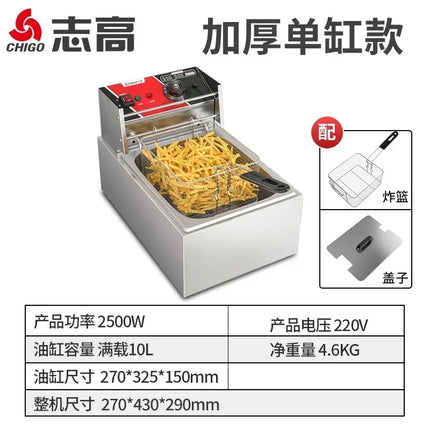 220V Professional Fryer Electric Cookware for Kitchen Deep French Fries Commercial Fryers Frying Oil Cooker Timer Arfrai AE