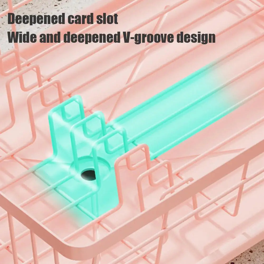 Pink Drain Rack Large Dish Drying Rack For Kitchen Counter With Drainboard, Rustproof Dish Drainer Space-Saving Dish Rack