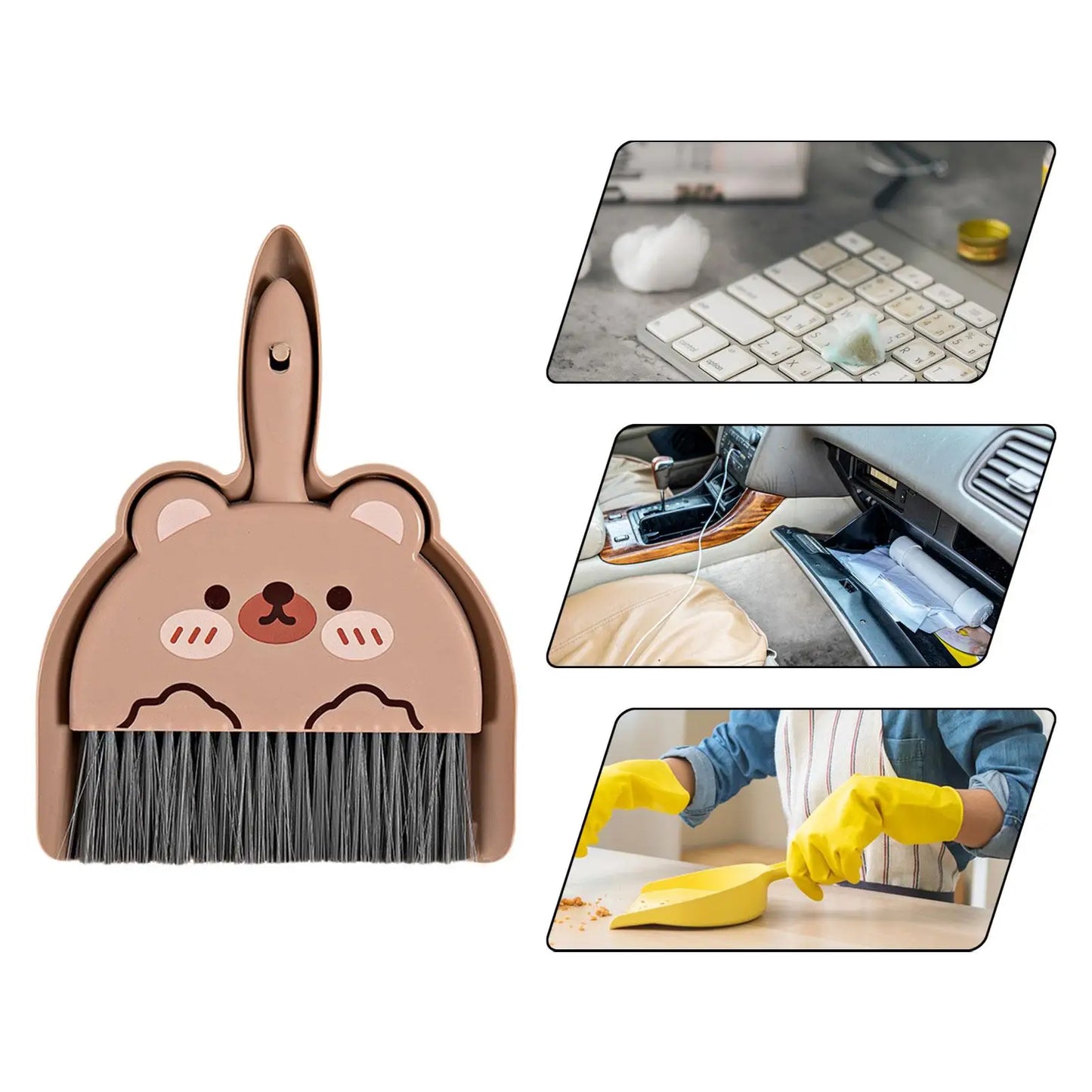 Broom Dustpan Brush Durable Nesting Snap on Design Dust Pan and Hand Broom for Living Room Office Car Small Space Travel