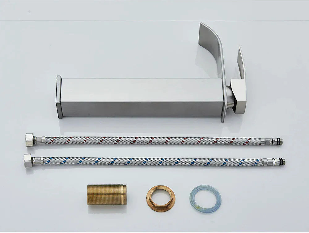 Brushed Golden Basin Faucets Elegant Waterfall Bathroom Sink Faucet Single Lever Hole Deck Mount Brass  Mixer Taps