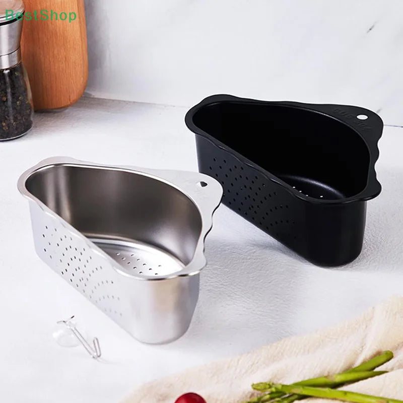 💕Stainless Steel Kitchen Sink Triangular Drainer Basket, Vegetable Washing Basin Water Filter Storage Rack