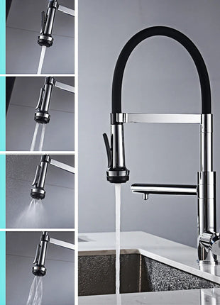 Luxury chrome brass kitchen faucet magnetic suction design with filtered water single hole cold and hot dual control sink faucet