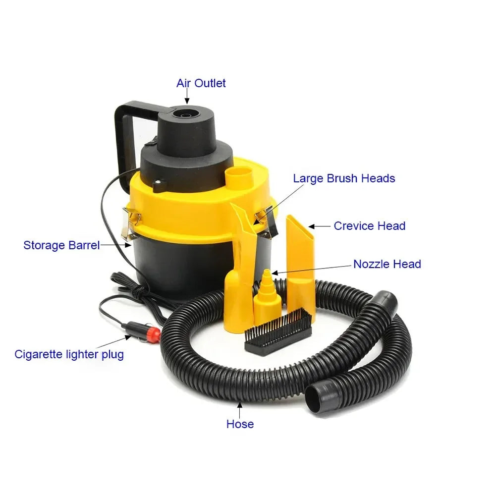 Car Vacuum Cleaner Strong Suction 12V Portable Handheld Wet & Dry Powerful Cleaning Duster Machine for Cars Household Appliances
