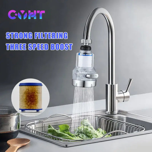 Kitchen Faucet Filter 360° Household Water Purifier Third Gear Universally Anti Splash Shower Head Tap-water PP Cotton Filter