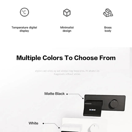 Robinet de salle de bain mural de luxe en laiton gris anthracite avec affichage numérique LED. Robinet de salle de bain monocommande avec eau chaude et froide intégrée.