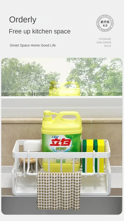 Multifunctional Sponge Rack Drainer Kitchen Shelf Sink Rag Dishwashing Detergent Dishcloth Organiser  kitchen organizer storage