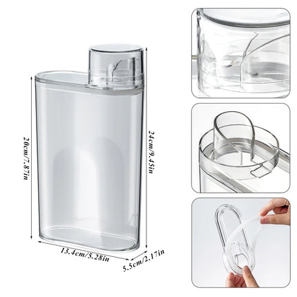 Bouteille distributrice de lessive transparente avec réservoir fermé