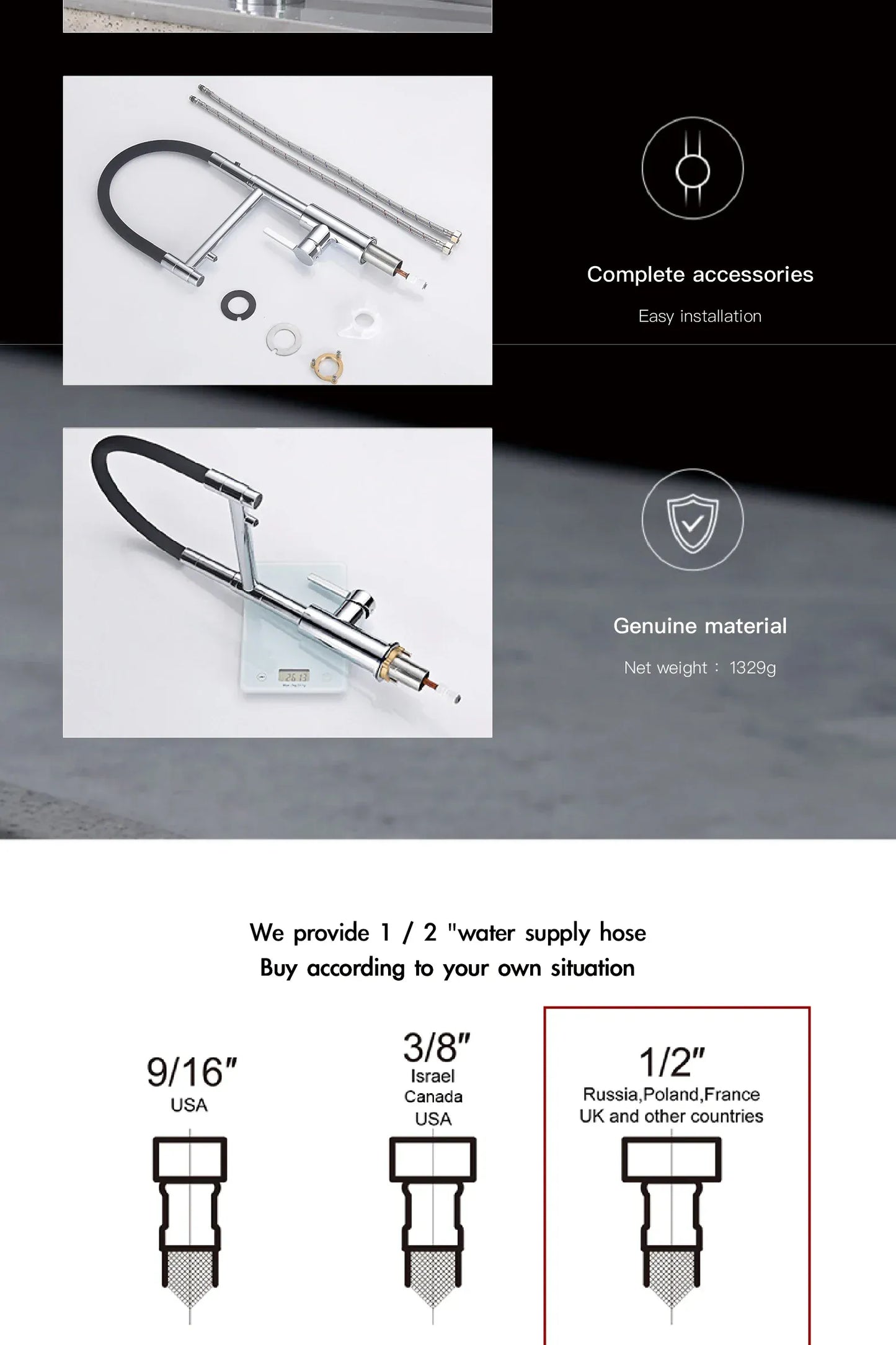 Luxury chrome brass kitchen faucet with one handle for hot&cold water Simple design Pull-out style with filtered water sink Tap