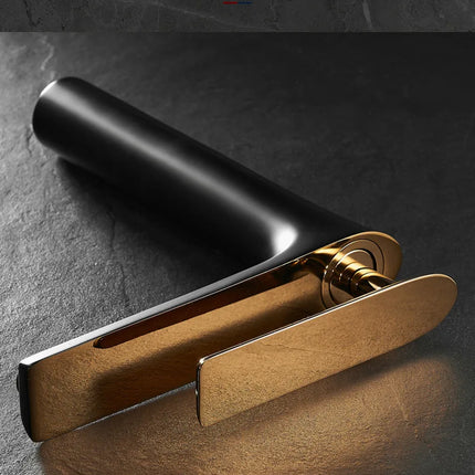 Robinet de lavabo tout cuivre noir et or, robinet d'évier avec eau chaude et froide, robinet de salle de bain surélevé blanc