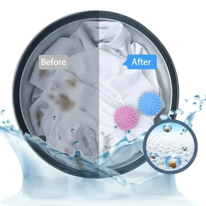 Laundry Balls Anti-Winding Magic Laundry Balls Drying Cleaning Ball Reusable Household Washing Machine Clothes Softener 6/1Pcs - E-menage