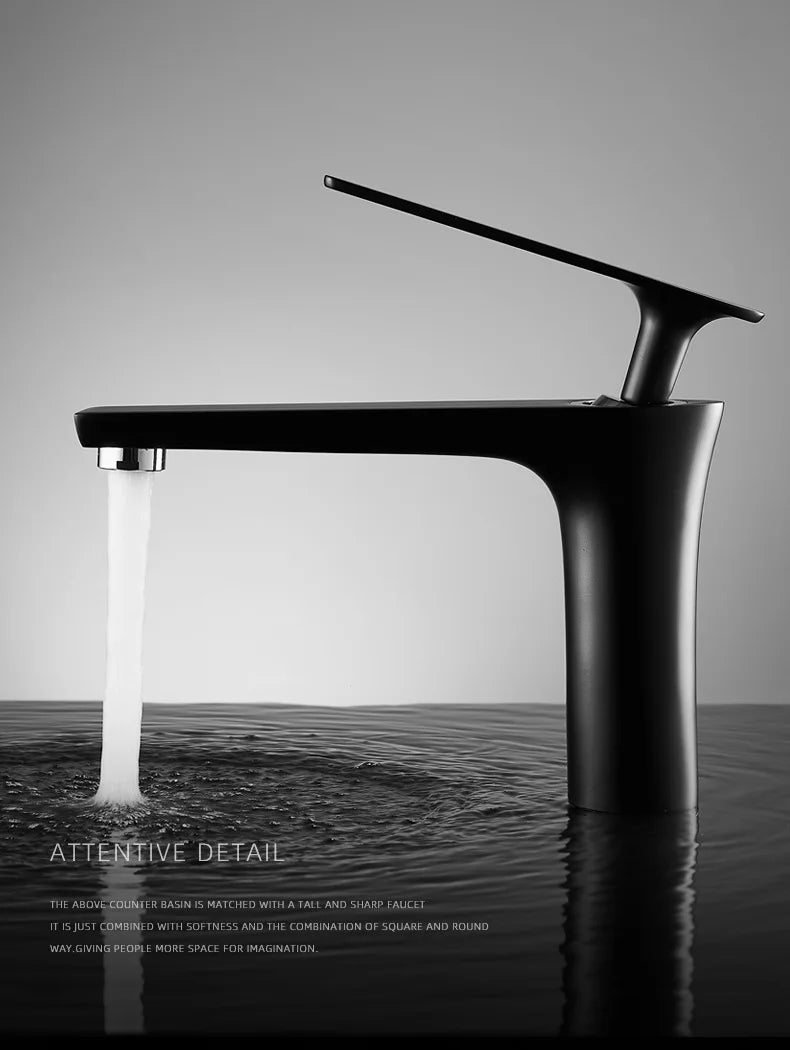 All Copper Black Gold Basin Faucet Sink Faucet Hot and Cold Faucet White Heightened Bathroom Faucet  Bathroom Faucet