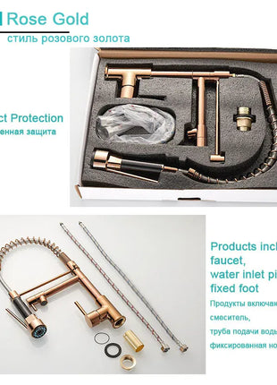 GEGVE Kitchen Faucets Removable taps Brush Brass faucet Water hydrant robinet for kitchen accessories Pull Out Spout Hot Cold