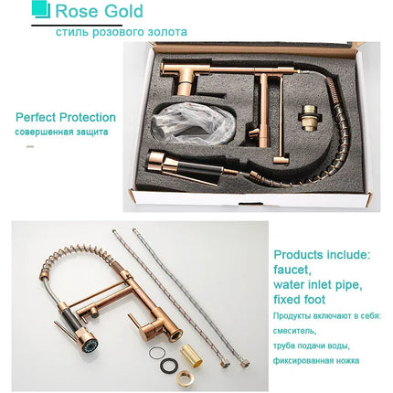 Robinet de cuisine GEGVE, robinet amovible en laiton brossé, robinet d'appoint pour accessoires de cuisine, bec extractible, eau chaude et froide