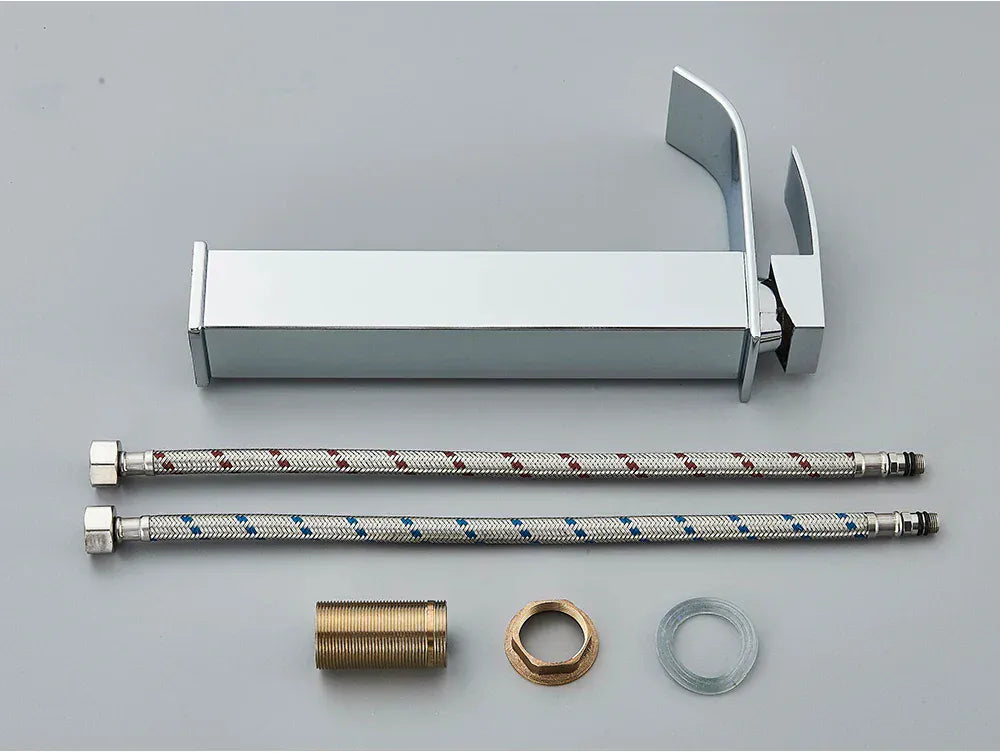 Brushed Golden Basin Faucets Elegant Waterfall Bathroom Sink Faucet Single Lever Hole Deck Mount Brass  Mixer Taps