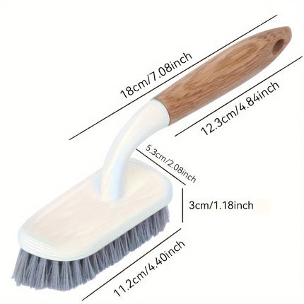 Brosse de nettoyage multi-surfaces à poils durs et long manche en bois