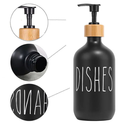 Distributeur de savon liquide 500 ml avec plateau en bambou - E-menage