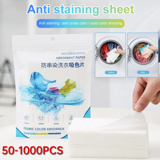 50-1000PCS Colour Catcher Sheet Color Absorption Paper Anti Cloth Dyed Leaves Laundry Color Run Remove Sheet Washing Accessories