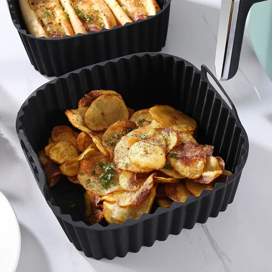 Air Fryer Silicone Liners Square Reusable Non Stick Basket Mat for 4-7QT Air Fryer Oven Microwave Baking Airfryer Accessories