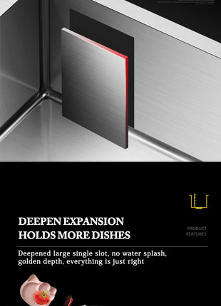 DQOK Stainless Steel Kitchen Sink Slot Dish Basin Kitchen sink Drain Basket And Drain Pip Rectangular