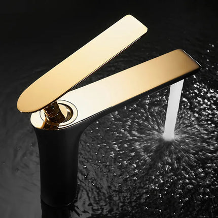 Robinet de lavabo tout cuivre noir et or, robinet d'évier avec eau chaude et froide, robinet de salle de bain surélevé blanc
