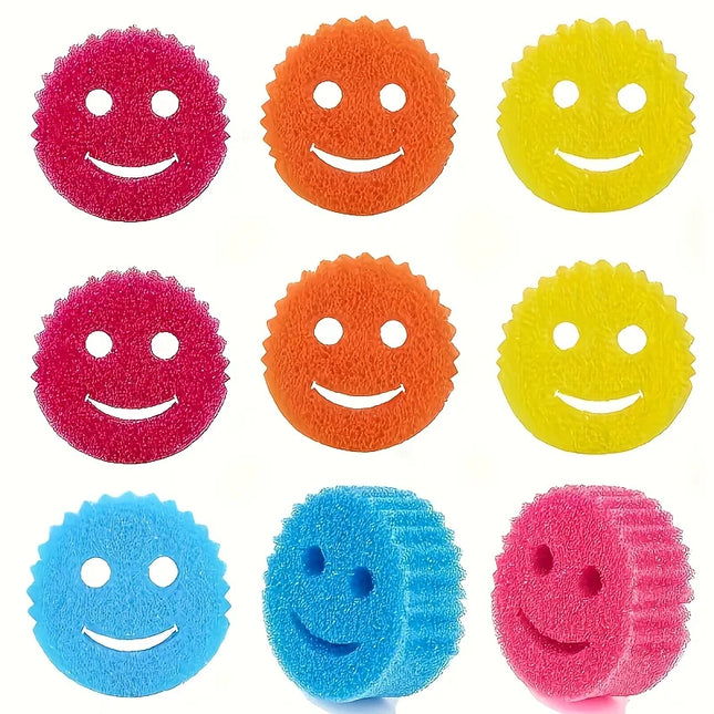 10 éponges de nettoyage à motif visage souriant, éponges multifonctionnelles, éponges à vaisselle, éponges de cuisine