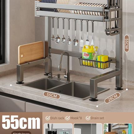 Égouttoir à vaisselle double couche pour évier de cuisine, étagère de rangement pour vaisselle, égouttoir multifonctionnel, accessoires de rangement pour plan de travail