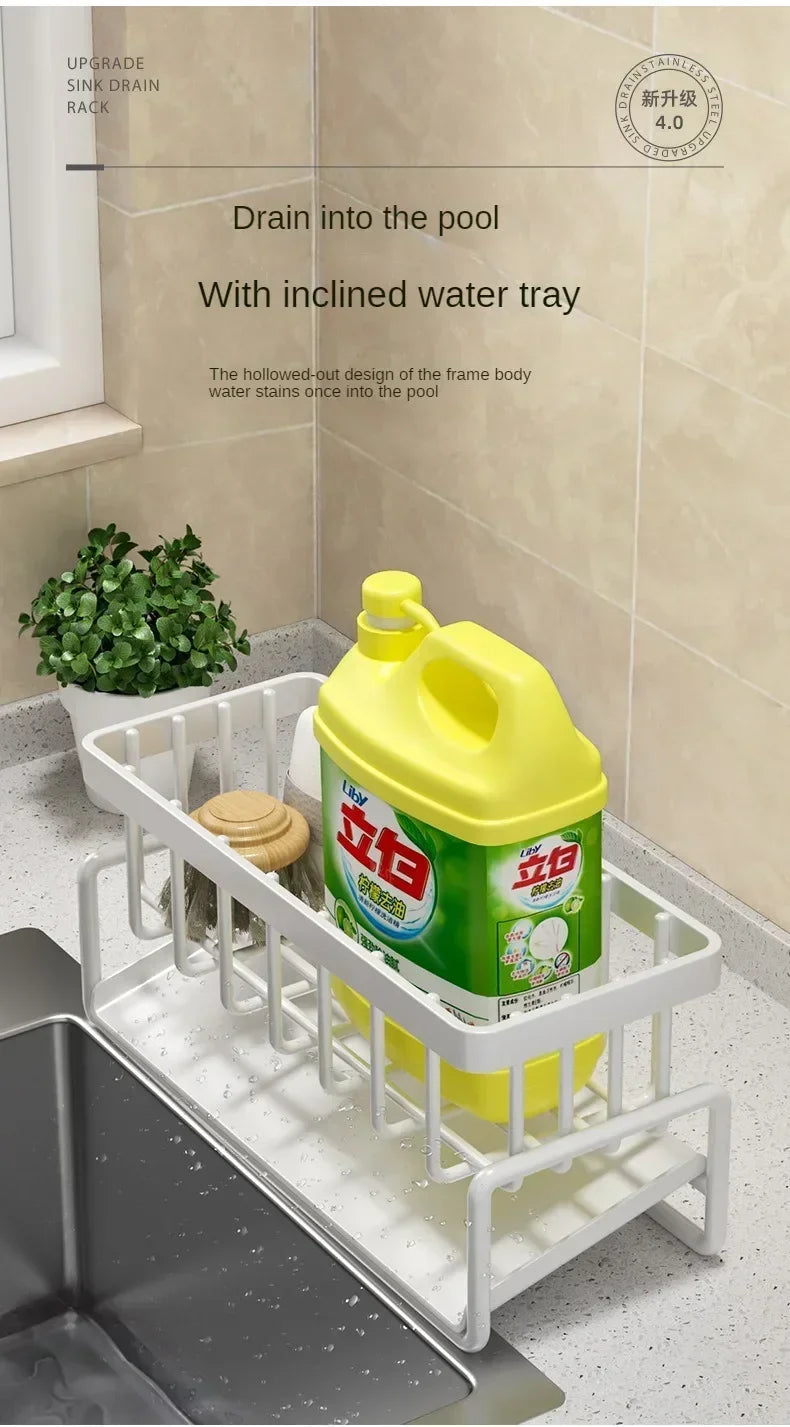 Multifunctional Sponge Rack Drainer Kitchen Shelf Sink Rag Dishwashing Detergent Dishcloth Organiser  kitchen organizer storage