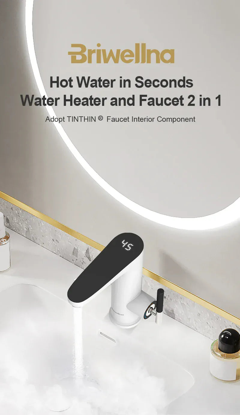 Briwellna Electric Water Heater 220V Kitchen Faucet Tankless Geysers Faucet Heater Heating Tap Instantaneous Heaters Robinet