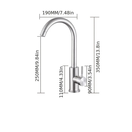 Robinet en acier inoxydable pour évier de cuisine, pivotant à 360° | Double commande eau chaude/eau froide, finition brossée
