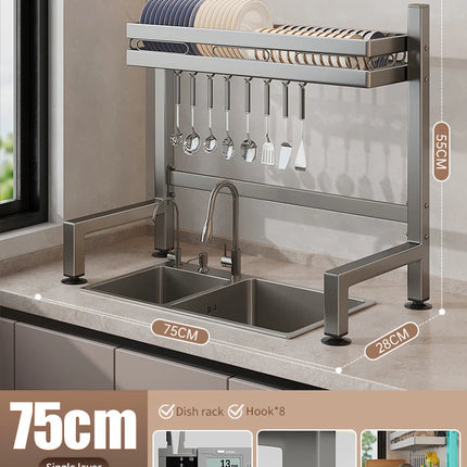 Égouttoir à vaisselle double couche pour évier de cuisine, étagère de rangement pour vaisselle, égouttoir multifonctionnel, accessoires de rangement pour plan de travail