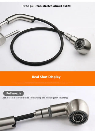 Modern Electric Faucet Brass Stainless Steel Pull-Out Wash Basin Hot Cold Water Basin Tap Touch Control for Household Bathroom