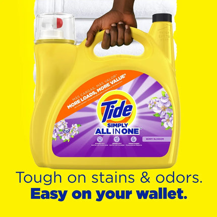 All-in-One Liquid Laundry Detergent Tough on Stains and Odors 138 Loads Berry Blossom Scent Works in All Machines