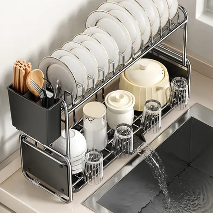 Égouttoir à vaisselle, porte-baguettes, panier d'égouttage pour bols et assiettes, porte-tasses étroit, égouttoir à vaisselle sur évier, étagère d'égouttage