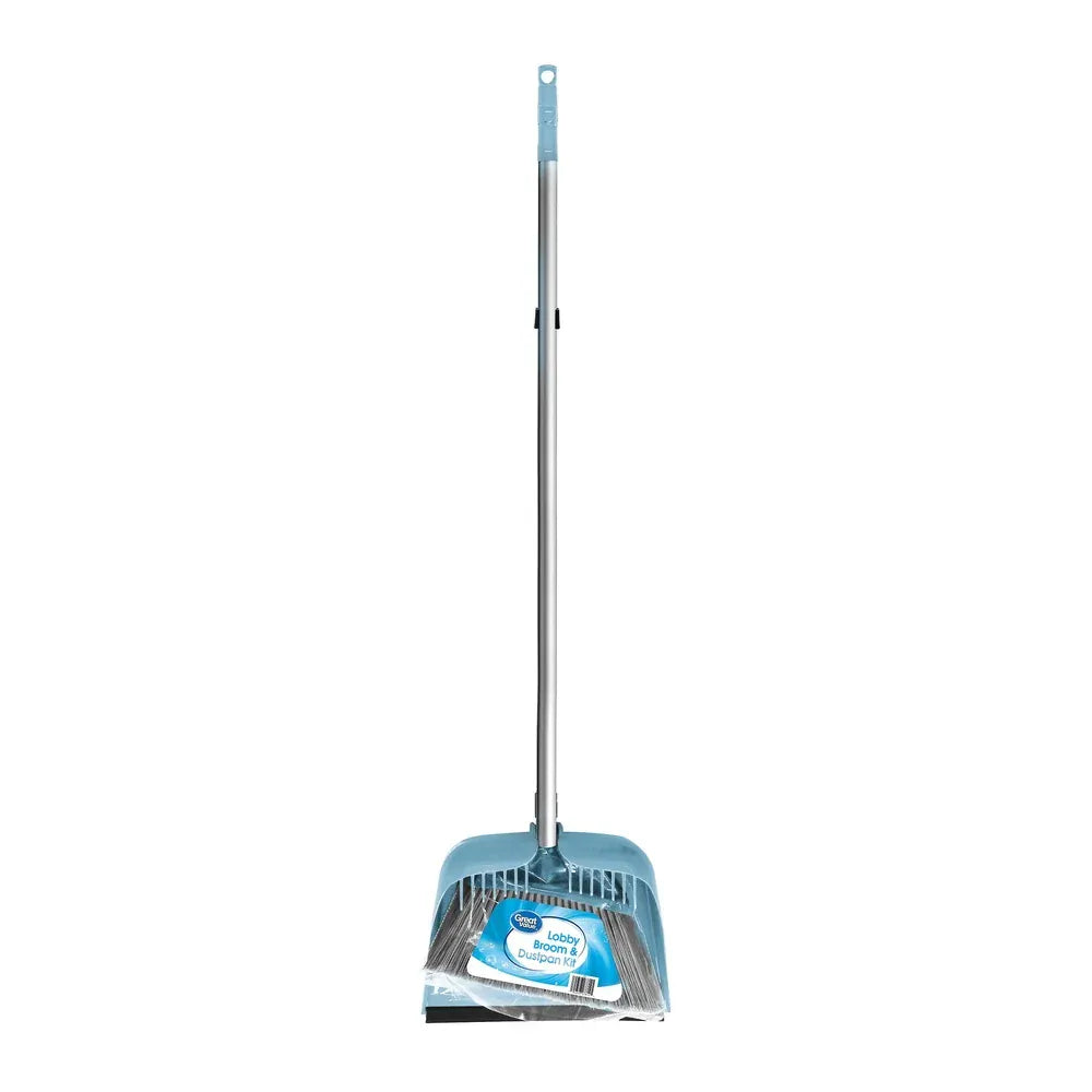Lobby Broom Dustpan Kit Compact Design Long Handle Easy Transfer Comb Included Perfect Quick Clean Ups Home Office