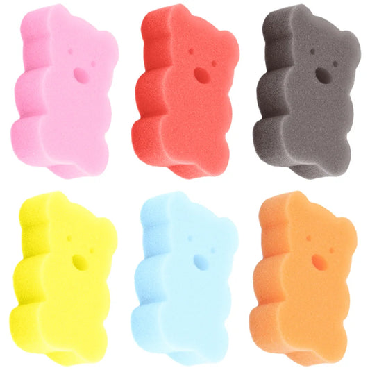 6pcs Bathing Sponge Cute Cartoon Bear Baby Bath Scrubber resistant Portable Shower Tool Toddler Sponge For Newborns