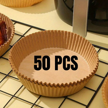 Papier sulfurisé jetable pour friteuse à air chaud, résistant à l'huile et à l'eau, format rond, carré et rectangle, pour la cuisine et les fêtes.