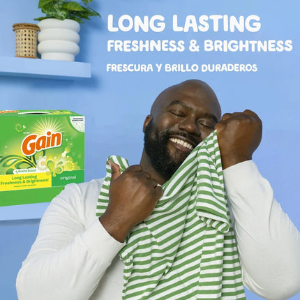 Powder Laundry Detergent Original Scent 82 oz Odor Eliminating Heavy-Duty Cleanser 89 Loads HE Machine Safe