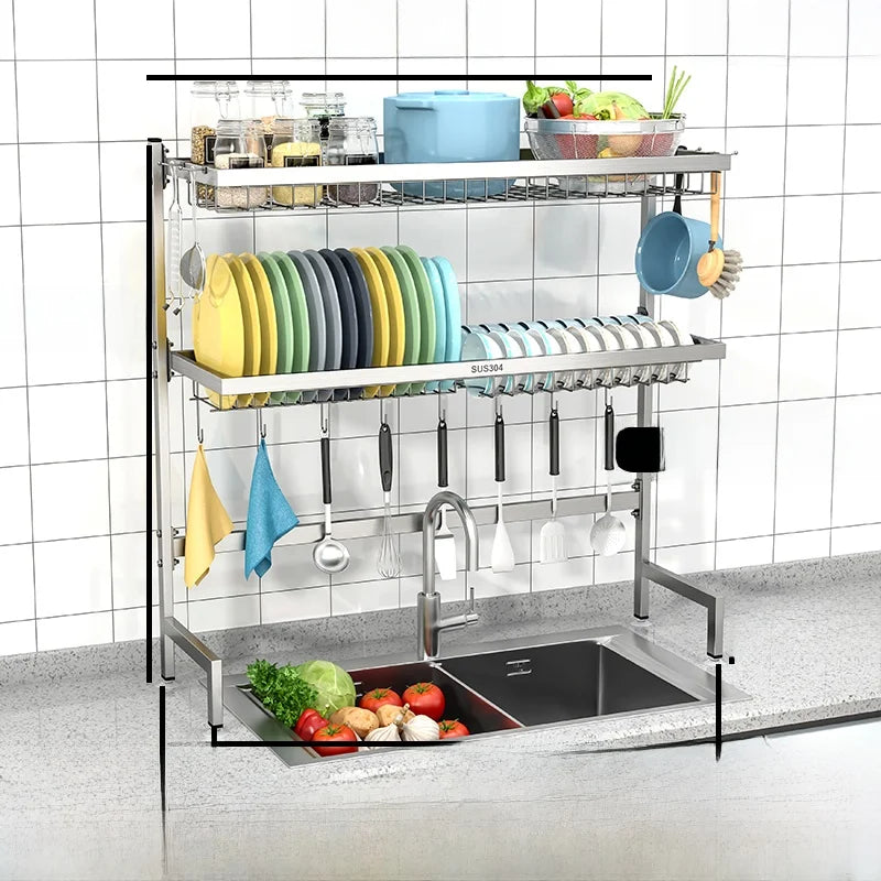 Stainl Steel 304 Kitchen Sink Di Drainer Ra Multi-Function Storage Plate Holder for Diwaing Pool above Countertop