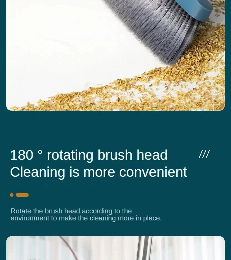 UNTIOR 1 Piece Foldable Broom & Dustpan Set Household Sweeping Tool 180° Rotating Small For Hair Garbage Cleaning Home