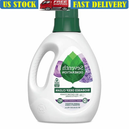 Lessive Liquide Lavande Fraîche – 2,54 L (90 oz), 60 Lavages | Biodégradable, à Base de Plantes, Huiles Essentielles Naturelles | Détachant Doux, Non Toxique, Compatible HE