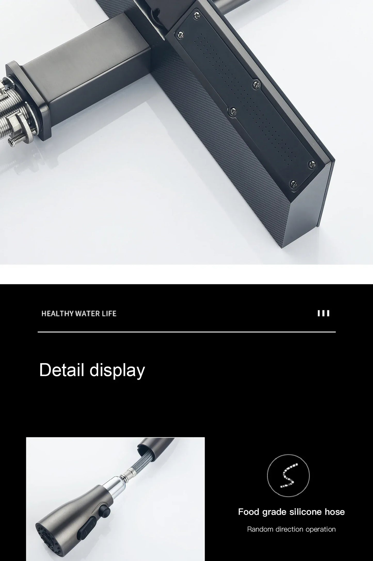 AITANA Luxury Chrome Brass Kitchen Faucet with Digital Display Design, Hot and Cold Water Pull out 3-Function Sink Mixer