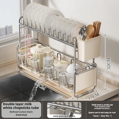 Dish Drying Rack Chopstick Stand Kitchen Bowl Dishes Draining Basket Narrow Cup Holder Over Sink Drainer Draining Shelf Rack