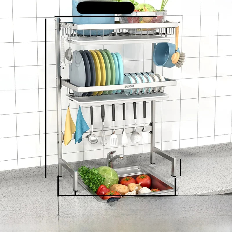 Stainl Steel 304 Kitchen Sink Di Drainer Ra Multi-Function Storage Plate Holder for Diwaing Pool above Countertop